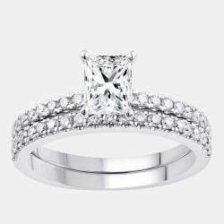 Pre Owned 1.5ct 14k White Gold Lab Grown Diamond Bridal Set