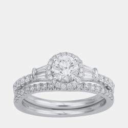 Pre Owned 1.5 ct 14k White Gold Lab Grown Diamond Bridal Set US 7