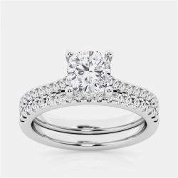Pre Owned 2 ct 14k White Gold Lab Grown Diamond Bridal Ring Set US 7