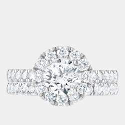 Pre Owned مجموعة زفاف من الألماس الصناعي عيار 14 مع ذهب أبيض (2.25 قيراط)