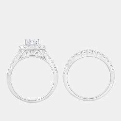 Pre Owned مجموعة زفاف من الألماس الصناعي عيار 14 مع ذهب أبيض (2.25 قيراط)