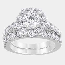 مملوكة مسبقًا طقم زفاف ألماسي صناعي من الذهب الأبيض عيار 14 (3 قيراط)