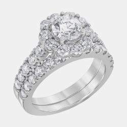 مملوكة مسبقًا طقم زفاف ألماسي صناعي من الذهب الأبيض عيار 14 (3 قيراط)