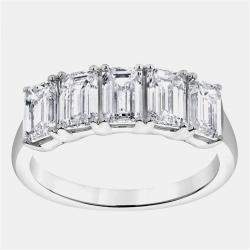 Pre Owned 1.5 cts 14k White Gold Lab Grown Diamond 5 Stone Band US 7