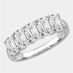 مملوكة مسبقًا خاتم بخمسة أحجار من الألماس الصناعي من الذهب الأبيض عيار 14 (2.45 قيراط)