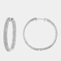 Pre Owned 3ct 14k White Gold Lab Grown Diamond Hoop Earring