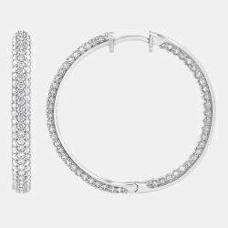 Pre Owned 3ct 14k White Gold Lab Grown Diamond Hoop Earring