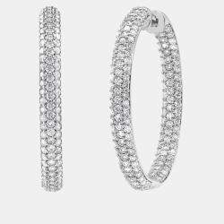 Pre Owned 3ct 14k White Gold Lab Grown Diamond Hoop Earring
