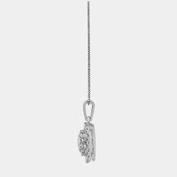 Pre Owned 1ct 14k White Gold Lab Grown Diamond Halo Pendant