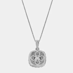 Pre Owned 1ct 14k White Gold Lab Grown Diamond Halo Pendant