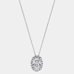 Pre Owned 2ct 14k White Gold Lab Grown Diamond Halo Pendant