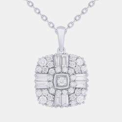 Pre Owned 0.95ct 14k White Gold Lab Grown Diamond Cluster Pendant