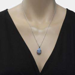 مملوكة مسبقًا FabergÃ© Heritage 18K White Gold and Sterling Silver, Diamond and Chalcedony Pendant Necklace 190FP341/2