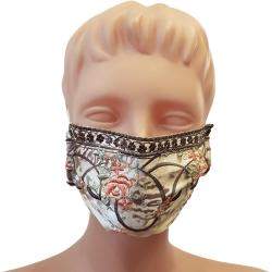Non-Medical Handmade Floral Embroidered Printed Satin and Cotton Face Mask - Pack Of 5 (Available for UAE Customers Only) 