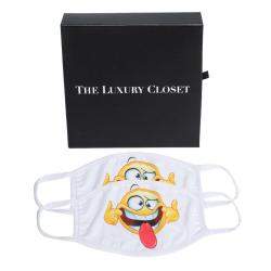 Non-Medical White Emoji Print Cotton Face Mask - Pack of 2 (Available for UAE Customers Only) 