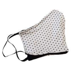Pre Owned Non-Medical Handmade White Polka Dots Printed Cotton Face Mask - Pack of 5 (Available for UAE Customers Only)