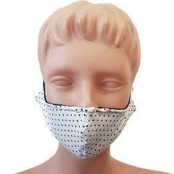 Pre Owned Non-Medical Handmade White Polka Dots Printed Cotton Face Mask - Pack of 5 (Available for UAE Customers Only)