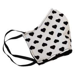 Non-Medical Handmade White Heart Printed Cotton Face Mask - Pack Of 5 (Available for UAE Customers Only)