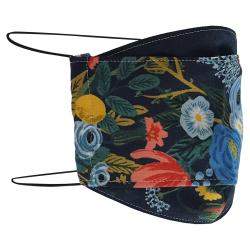Pre Owned Non-Medical Handmade Dark Blue Floral Printed Cotton Face Mask - Pack Of 2 (Available for UAE Customers Only)