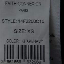Pre Owned Faith Connexion Khaki and Navy Cheetah Print Detachable Sleeve Detail Moto Jacket XS