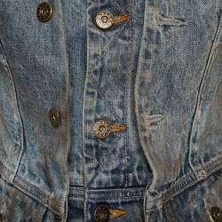 Faith Connexion Blue Denim Muddy Distressed Victorian Jacket XXS