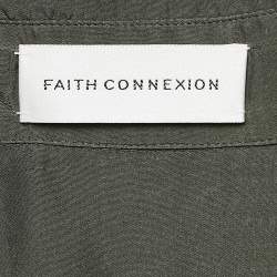 Pre Owned Faith Connexion Green Khaki Silk Double Layer Oversized Shirt XS