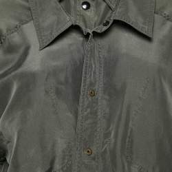Pre Owned Faith Connexion Green Khaki Silk Double Layer Oversized Shirt XS
