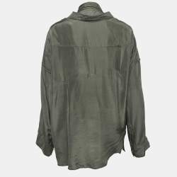 Pre Owned Faith Connexion Green Khaki Silk Double Layer Oversized Shirt XS