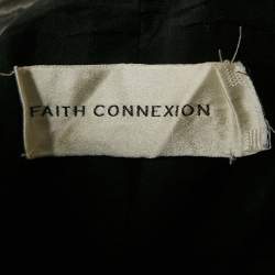 Faith Connexion Cream Silk & Contrast Faux Leather Detail Strapless Mini Dress M