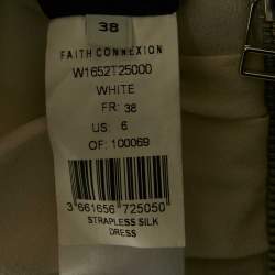 Faith Connexion Cream Silk & Contrast Faux Leather Detail Strapless Mini Dress M