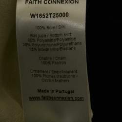 Faith Connexion Cream Silk & Contrast Faux Leather Detail Strapless Mini Dress M
