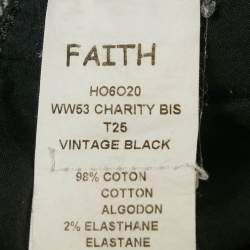 Pre Owned Faith Connexion Black Studded Denim Distressed Jeans S Waist 25"