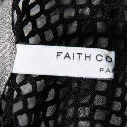 Faith Connexion Monochrome Abstract Print Jersey Mesh Back Sleeveless Tank Dress M