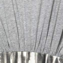 Faith Connexion Further Grey Jersey Blouson Bodice Feather Print Pencil Dress XS