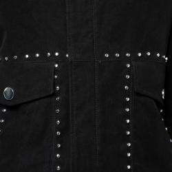 Pre Owned Faith Connexion Black Suede Studded Oversized Bomber Jacket M 