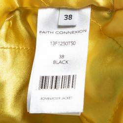 Pre Owned Faith Connexion Black Suede Studded Oversized Bomber Jacket M 