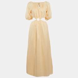 مملوكة مسبقًا Faithfull The Brand Orange Linen Cut-Out Trianita Maxi Dress M