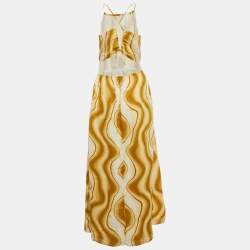 Faithfull The Brand Yellow Piedra Linen Cut-Out Maxi Dress M