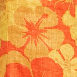 Pre Owned Faithfull The Brand Yellow/Orange Floral Print Linen Soko Midi Dress S
