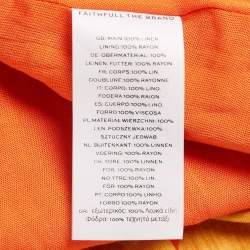 Pre Owned Faithfull The Brand Yellow/Orange Floral Print Linen Soko Midi Dress S