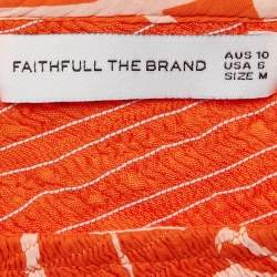 Pre Owned Faithfull The Brand Orange Floral Print Cotton Terre Mer Mini Dress M