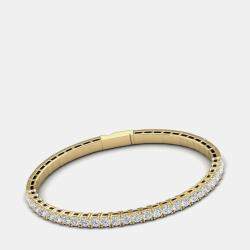 14K Yellow Gold Lab Grown Diamond Straight Line Flexible Bangle 18 inches (5.00 Ct)