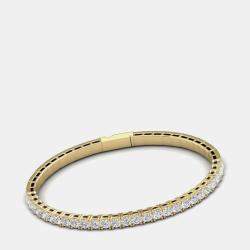 14K Yellow Gold Lab Grown Diamond Straight Line Flexible Bangle 18 inches (7.00 Ct)