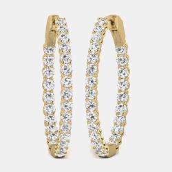 14K Yellow Gold Lab Grown Diamond Inside Out Hoop Earrings (3.00 Ct)