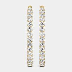 Pre Owned 14K Yellow Gold Lab Grown Diamond Inside Out Hoop Earrings (5.00 Ct)