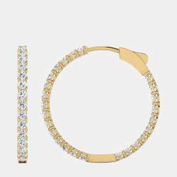 Pre Owned 14K Yellow Gold Lab Grown Diamond Inside Out Hoop Earrings (5.00 Ct)