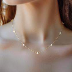 14K Yellow Gold Lab Grown Diamond Bezel Set Station Necklace 18 inches (2.00 Ct)