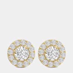 14K Yellow Gold Lab Grown Diamond Halo Earrings (1.00 Ct)