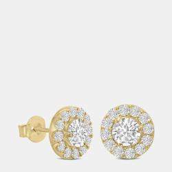14K Yellow Gold Lab Grown Diamond Halo Earrings (1.00 Ct)