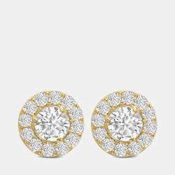 14K Yellow Gold Lab Grown Diamond Halo Earrings (2.00 Ct)